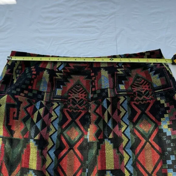 Catherine Malandrino Skirt Emmett Woven Aztec Southwest Sz 14 - Picture 8 of 12